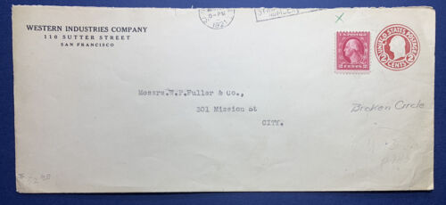 ERROR 1921 POSTAL STATIONERY COVER WITH BROKEN CIRCLE, RARE FIND - Picture 1 of 6