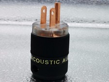 1x AC HiFi Pure Red copper US Mains Power Plug 3pin male Connector