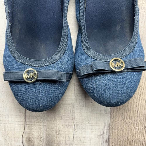 Michael Kors Girls' Big Kids Youth Flat Shoes Denim Ballet Slip On Blue Size 4 - Picture 11 of 15