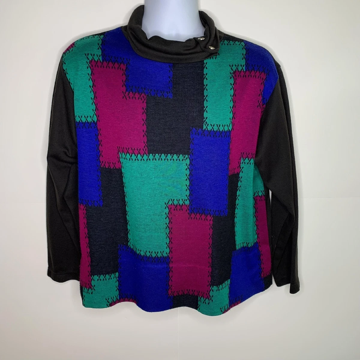 Vintage Blair Retro 90s Colorblock Sweater Sweatshirt Shirt