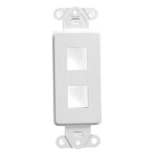 White 2-Port Keystone Jack Wall Plate Insert HDMI RJ45 Cat 6, Ethernet, RG6 Coax