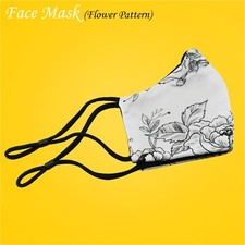 White Floral Face Mask Cover-up M-Women Fashion Cloth Reusable Adjust Loop