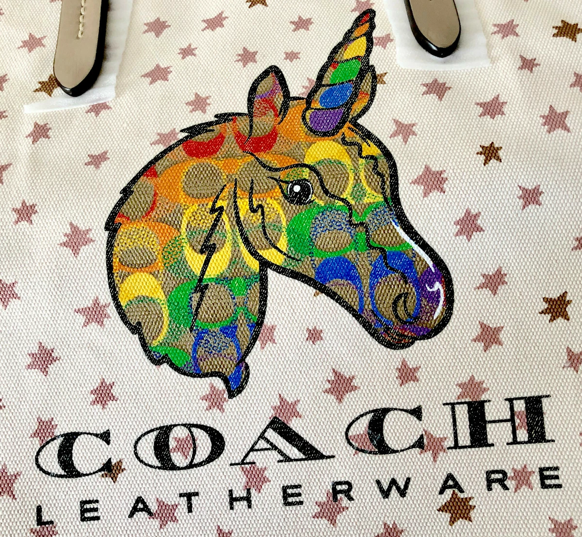 Original Packaging NWT Coach Rainbow Signature Uni Unicorn Print Canvas Tote