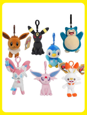 13 cm Pokémon Soft Touch Schlüsselanhänger/Taschenclip Stofftier Plüschpuppe - sortiert