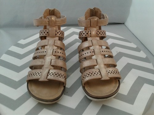Aloha Island Size 9M Womens Gold Zip Back Strappy Gladiator Angle Shoes Sandals - Picture 3 of 7