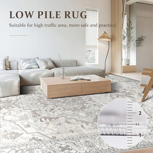 Large Area Rugs 9x12 Living Room Rug Boho Area Rug Washable Rugs 9'x12' Beige - Picture 5 of 6