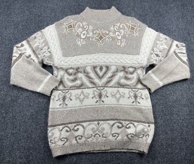 Vtg IB Diffusion Lambswool Fisherman Sweater Small Silk Chunky Granny Core Lady