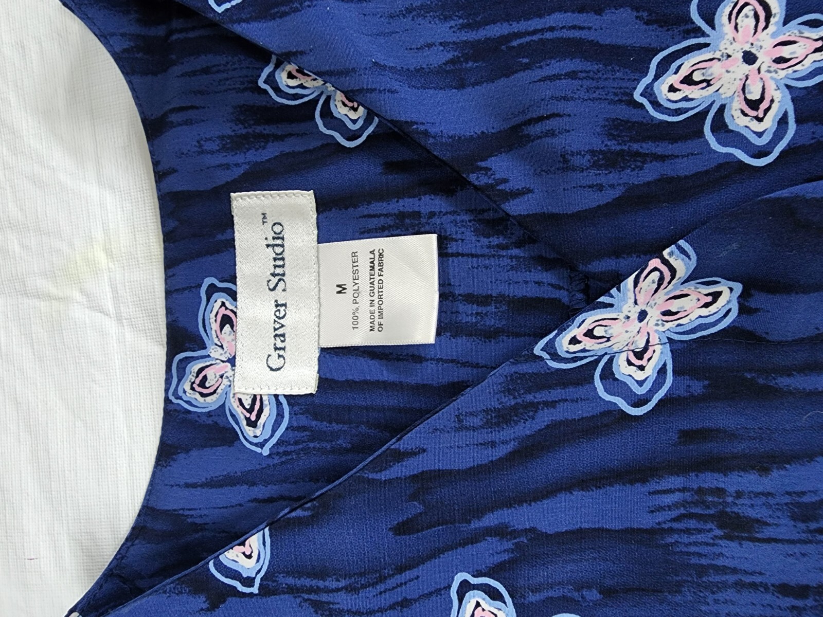 Graver Studio Blue Flowered Blouse Button Front S… - image 2