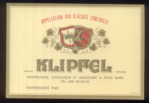 Etiqueta De Vino - Vino De Alsacia KLIPFEL ..... (160) - 第 1/1 張圖片