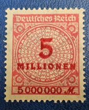 Stamp Germany Deutsches Reich 5 Millionen Mark 1923 Mi. Nr. 317 W [🇩🇪35798]