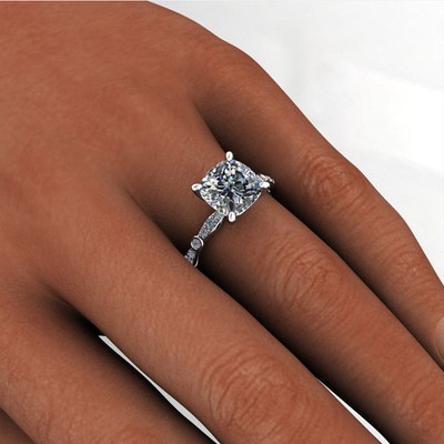 Pretty 2 75ct Cushion Cut Engagement Wedding Ring Set Certified