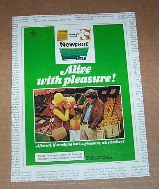 pumpkin spice newport cigarettes  season is upon us . Time to bust out the Ugg boots 1973 print ad -Newport cigarettes