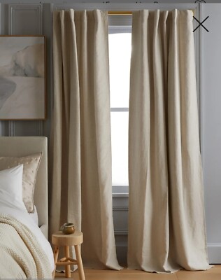 NWT! Quince Linen Flax Room Darkening Curtains Set Of 2 Panels! 48''x 96'' (E27)