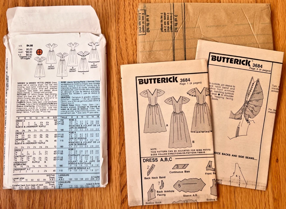 Vestido de noche UC/FF McCall’s 3684 Kathryn Conover patrón de costura talla 16 (1986) Foto 2 de 2