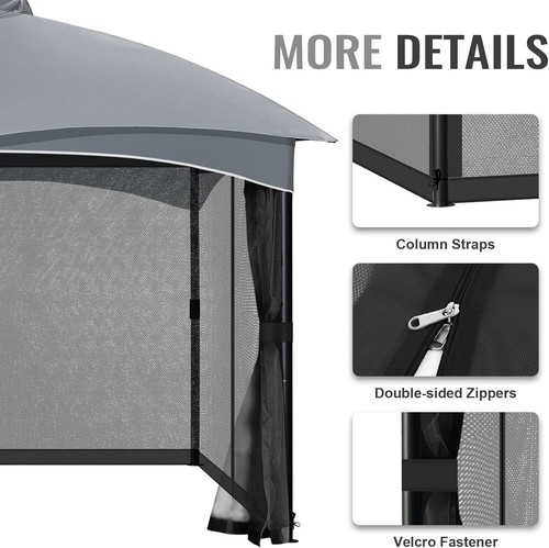 Replacement Netting Screen,10' x 10' Universal Gazebo 4-Panel Mosquito Sidewalls - Picture 4 of 11