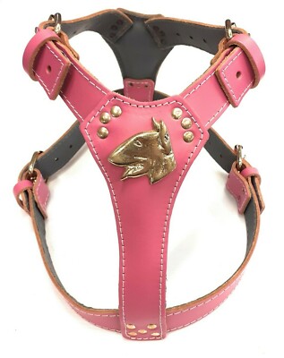 pink leather dog harness