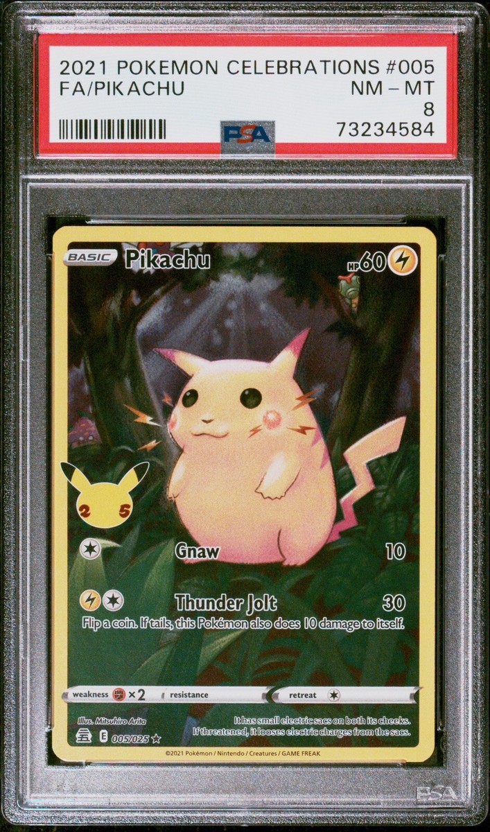 2021 Pokemon Celebrations 005 FA Full Art PIKACHU PSA 8 Near