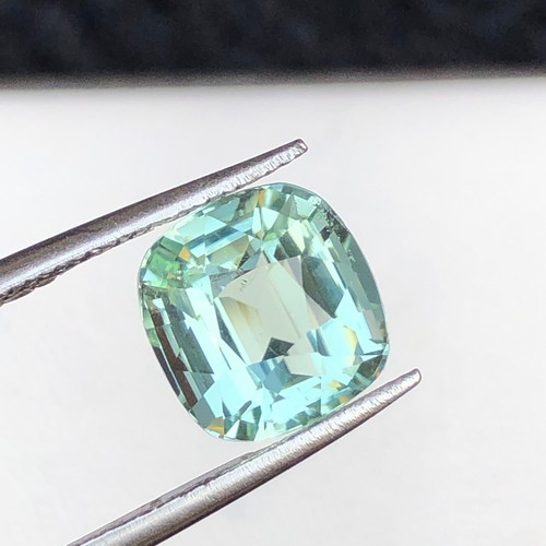 3 CT Natural Cushion Cut Seafoam Color Tourmaline Gemstone Origin Afghanistan - Picture 9 of 13