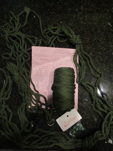 Vintage Craft Village Macrame Christmas Tree Kit Partially Completed
