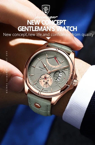 POEDAGAR Reloj de Lujo para Hombre Impermeable Cuarzo Cuero Relojes para Hombre Nuevo - Imagen 10 de 16