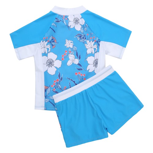 Kids Girls Bathing Suits Round Neck Swimwear Set Swimsuits Shorts Shirts Pool - Picture 17 of 65