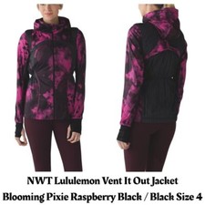 RARE NWT Lululemon Vent It Out Jacket Blooming Pixie Raspberry Black Size 4