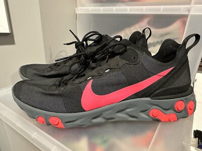 Nike Mens React Element 55 BQ6166-002 Black Running Shoes Sneakers Size 12