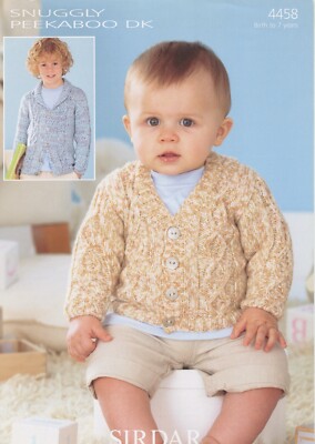 Sirdar Snuggly DK Knitting Pattern 4450 Cardigans Baby Child 0-7yrs 16''-26''
