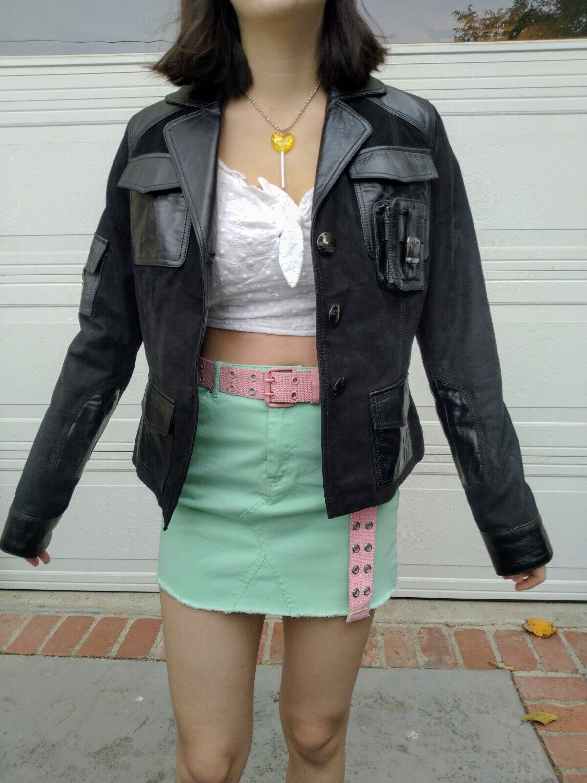 Vintage Women’s Leather Coat Button Up Jacket - image 4