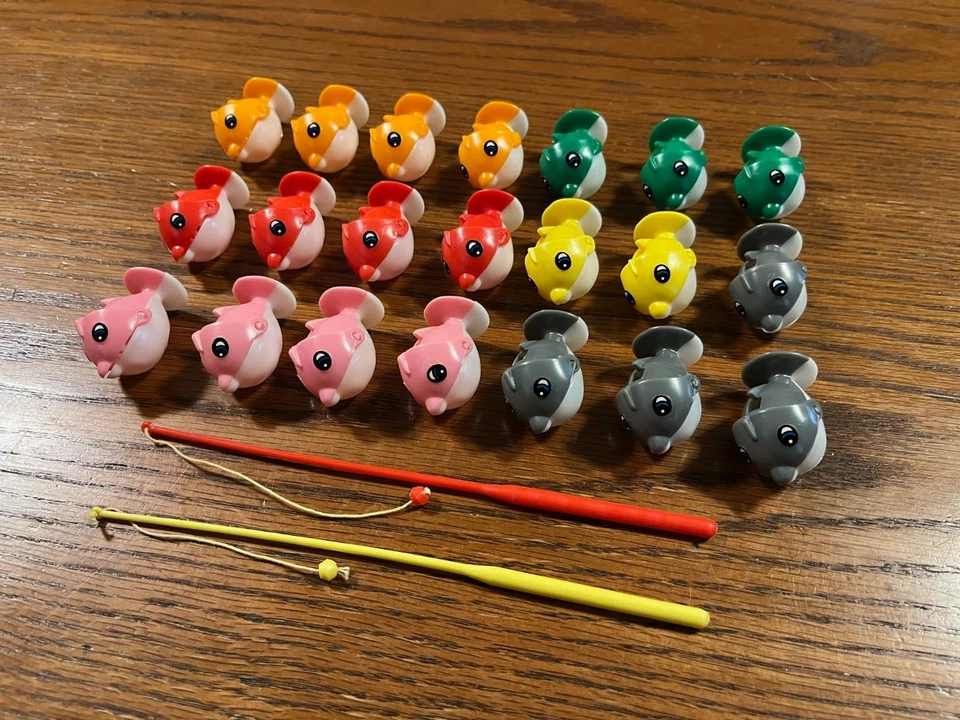 Vintage 1987 Let's Go Fishin Game ~ Replacements (21 Fish and 2 Fishing Poles) - Image 2 of 3