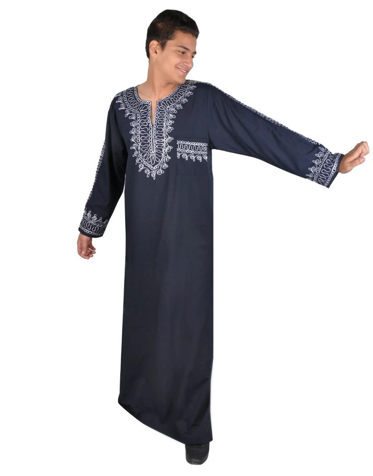 EGYPT BAZAR Moderner Herren Kaftan Hauskleid aus1001 Nacht in d.blau - KAM00684