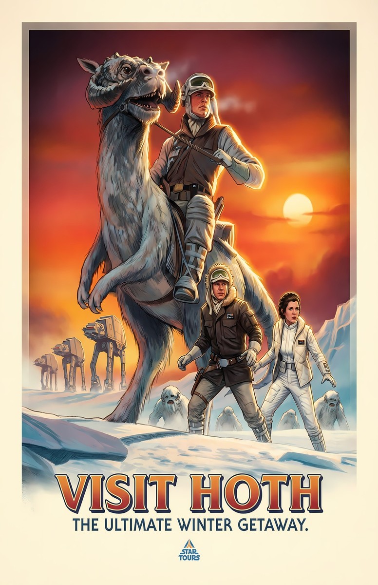 Star Tours Visit Hoth 11x17 Vintage Style Travel Poster Wall Art