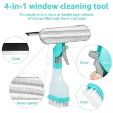 Windshield & Window Cleaning Tool Kit Car  GlassWiper Cleaner Brush Spray Bottle