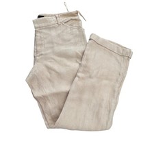 Ralph Lauren 100 Linen Herringbone Pants Cream Beige Straight Leg Made in USA 8