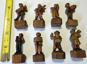 8 Antique Wooden ANRI Hand Carved Band Characters