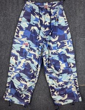 VTG UFO Blue Camo Wide Leg Pants Size XXXS 26x26 90s Y2k Rave