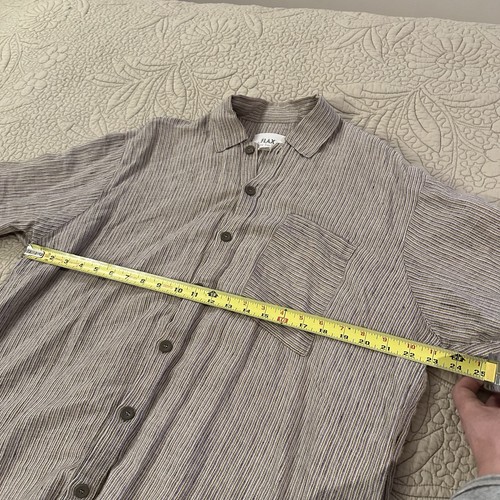 Flachs Shirt Damen Gr. M Mehrfarbig 100% Leinen Knopf Tunika Minimalistisch Lagenlook - Bild 14 von 15