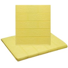 10pcs 3D Wall Panels Peel and Stick 13.8"x15.2" Brick Design, Yellow