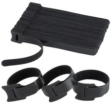 Cable Straps Black Wire Cord Hook Loop Ties Reusable Fastening Organizer