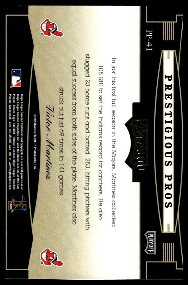 2005 Playoff Prestige #PP-41 Victor Martinez Prestigious Pros Blue #/900 - Image 2 of 2