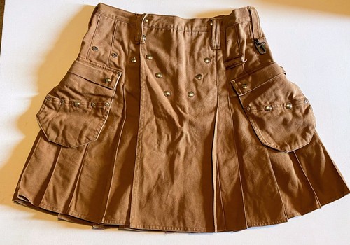 Utilitkilt Workman Duck Cloth Cotton Pleated Kilt in Caramel Men's Size 38