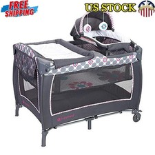 Cozy Portable Nursery Center W/ Canopy Plush Toys Changing Table Bassinet New