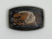 Eagle Profile Solid Brass Belt Buckle 2.5” Vintage Made in USA 1970’s Hipster