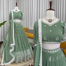 Designer Green Faux Georgette Lehenga Choli Set  Bridal Wedding Outfit