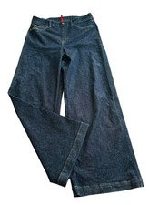 SPANX Shape EveryWear Wide Leg Jeans Womens Sz XL High Rise Pull On Raw Indigo