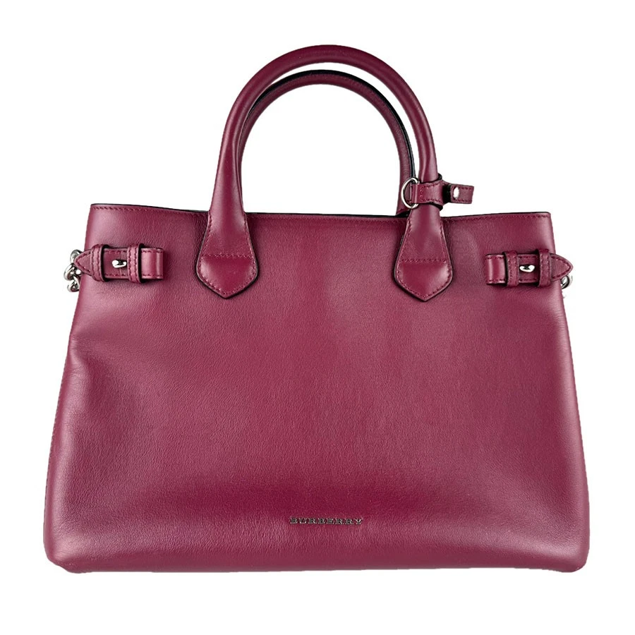 Burberry — Auth BURBERRY Handbag  Shoulder Bag  wine-red leather z9745