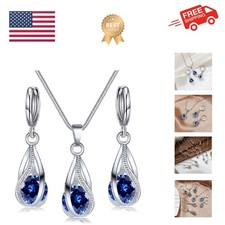 Silver Jewelry Sets for Women Rhinestone Crystal CZ Bridal Bridesmaid Accesso...
