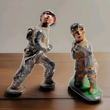 2 VTG 1930s BARCLAY MANOIL 3" Painted Lead Toy Soldier Figures, Preowned