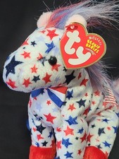 Ty Original Beanie Baby LEFTY 2004 Patriotic Donkey NEW NWMT 6" toy Plush USA