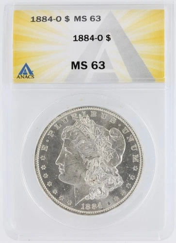 1884-O Morgan Dollar ANACS MS63 New Orleans Minted Silver Dollar No Reserve